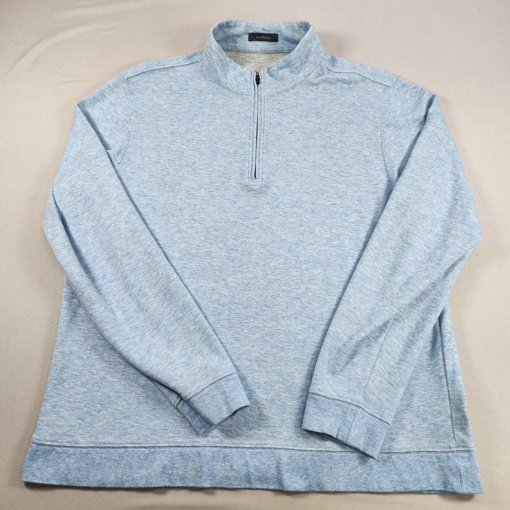 Turtleson Men L Blue Quarter Zip Performance Golf Pullover Shirt Pebble Beach